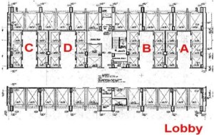 The elevator banks at the World Trade Center