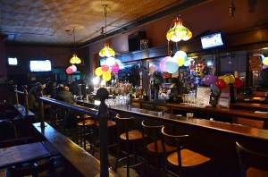 The New Years Eve balloons were still hung...