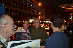 Harvey's reactoin to Jonathan Groff (blue t-shirt) being there 